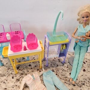 Barbie and baby playset